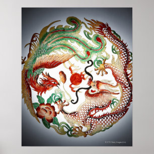 Dragon and Phoenix Stencil Poster
