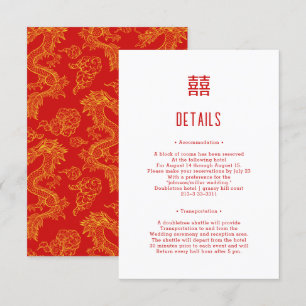 Dragon and Phoenix Wedding Guest Details Invitation