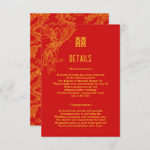 Dragon and Phoenix Wedding Phoenix Guest Details Invitation