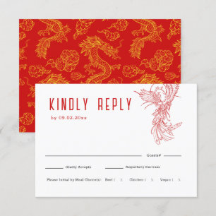 Dragon and Phoenix   Wedding RSVP + Meal Choice Card