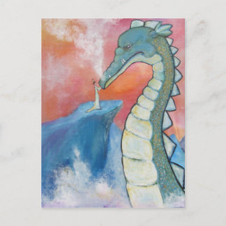 Dragon and Princess whimsical storybook art Holiday Postcard