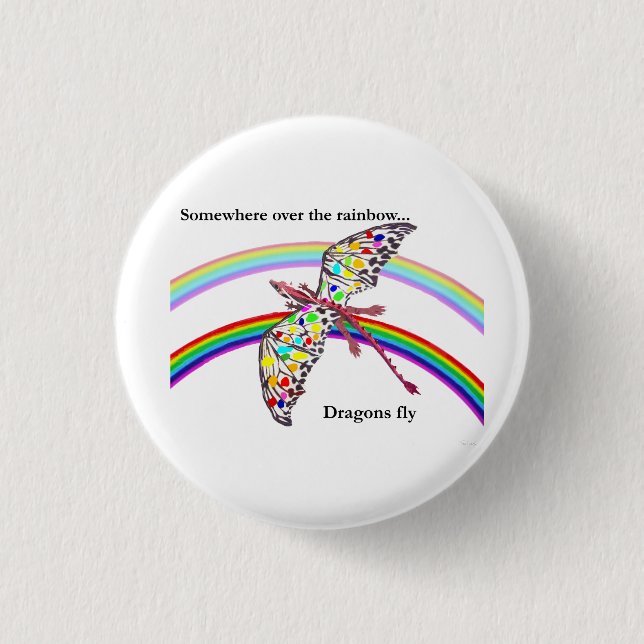 Dragon and Rainbow Pinback Button (Front)