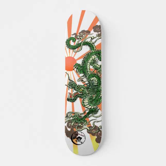 Dragon and Rising Sun Skateboard Deck Zazzle