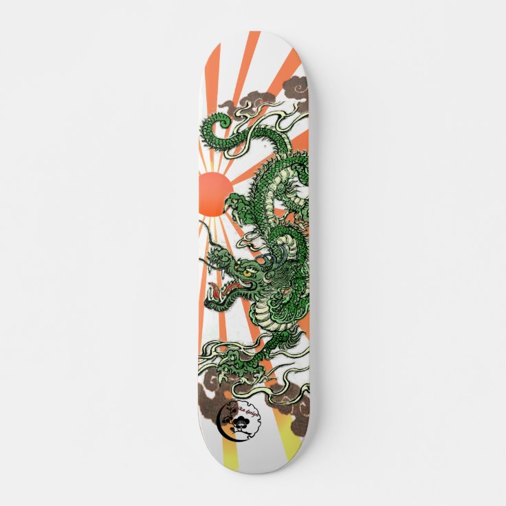 Dragon and Rising Sun Skateboard Deck Zazzle