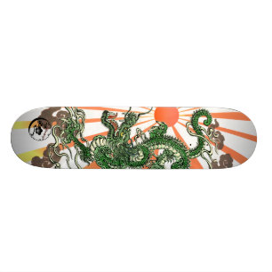 Dragon and Rising Sun Skateboard Deck