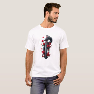 Dragon and Roses Blade – Power Meets Elegance T-Shirt