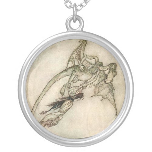 Dragon and the Princess Classic Antique Silver Plated Necklace