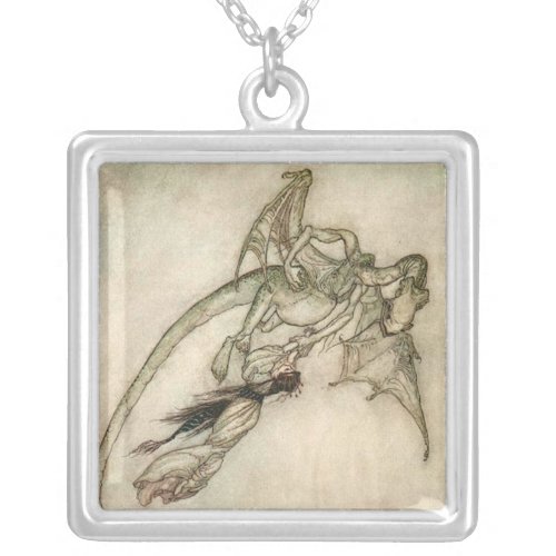 Dragon and the Princess Classic Antique Silver Plated Necklace