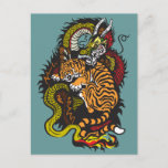 dragon and tiger fight postcard
