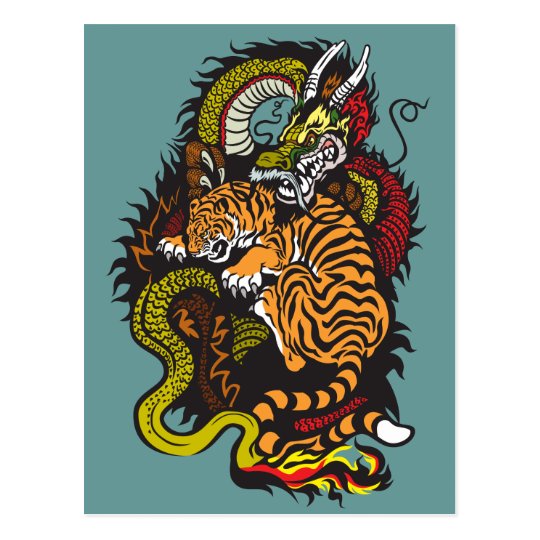 dragon and tiger fight postcard | Zazzle.com