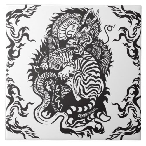 dragon and tiger fight tile