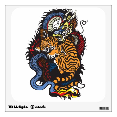 dragon and tiger fight wall decal