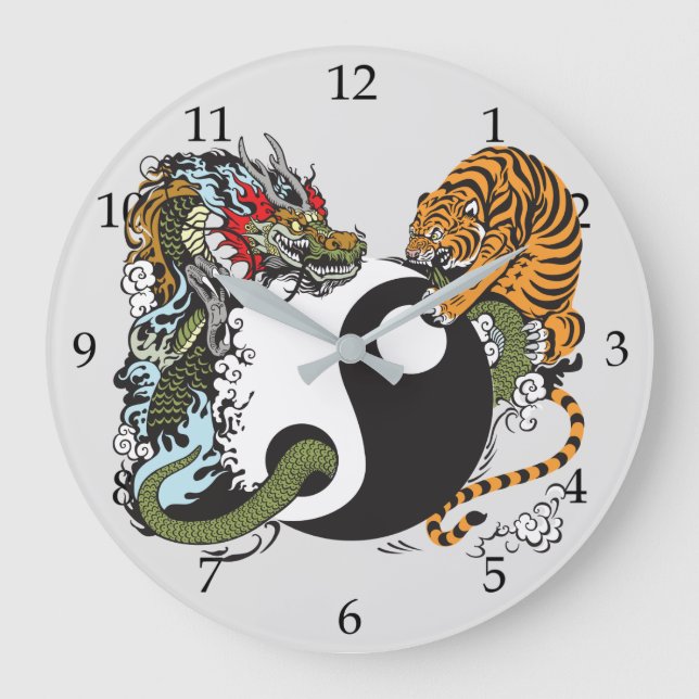 dragon and tiger fighting large clock (Front)