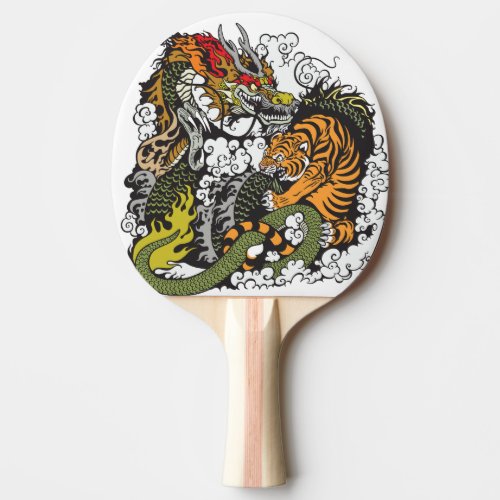 dragon and tiger fighting Ping_Pong paddle