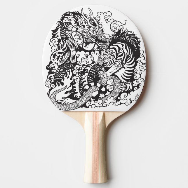 dragon and tiger fighting Ping-Pong paddle (Front)