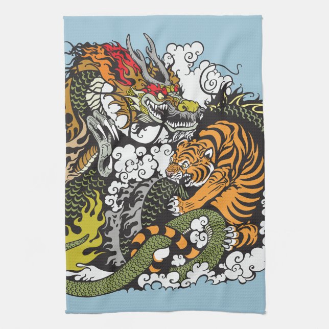 dragon and tiger fighting towel (Vertical)