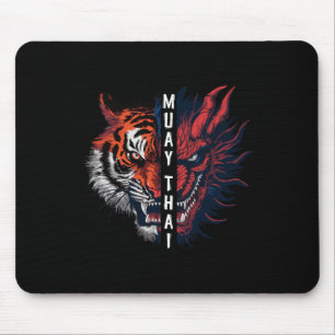 Dragon And Tiger Head Muay Thai Kickboxing Art Mouse Pad