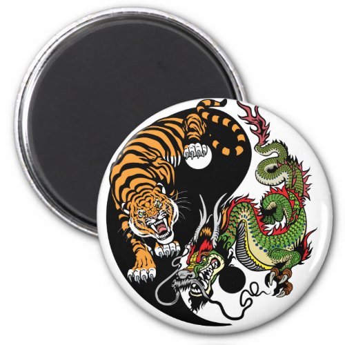 dragon and tiger yin yang magnet