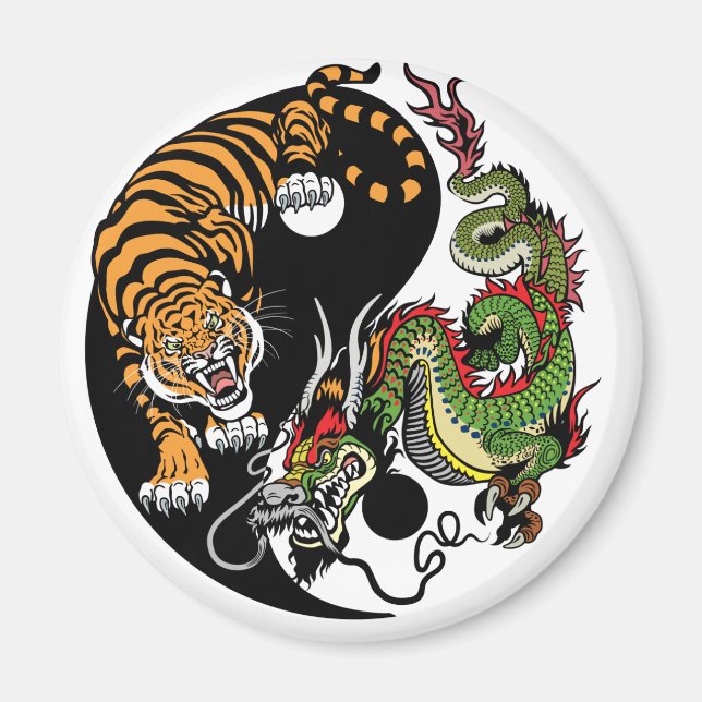 dragon and tiger yin yang magnet (Front)
