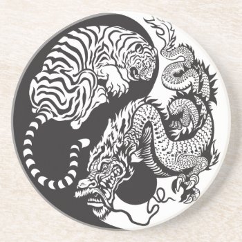 Dragon And Tiger Yin Yang Symbol Coaster by insimalife at Zazzle