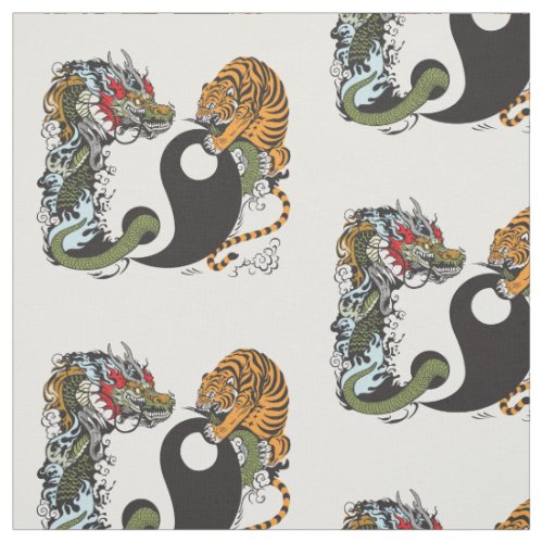 dragon and tiger yin yang symbol fabric
