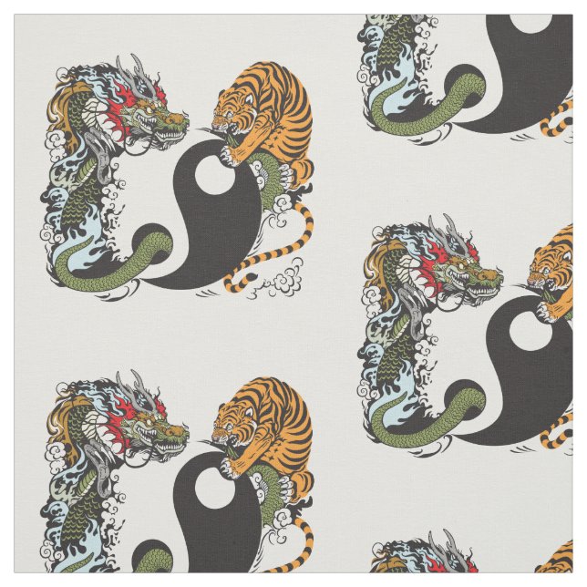 dragon and tiger yin yang symbol fabric (Swatch)
