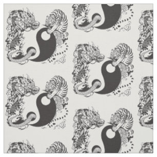 dragon and tiger yin yang symbol fabric