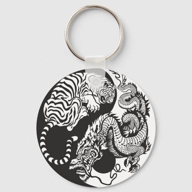 dragon and tiger yin yang symbol keychain (Front)