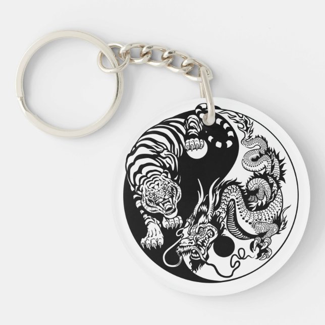 dragon and tiger yin yang symbol keychain (Front)