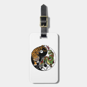 dragon and tiger yin yang symbol luggage tag