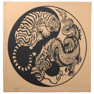 dragon and tiger yin yang symbol napkin
