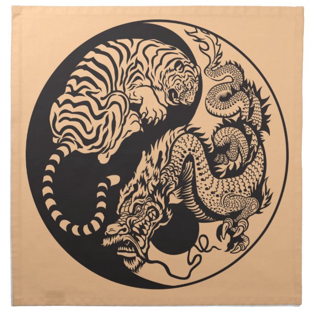 dragon and tiger yin yang symbol napkin (Front)