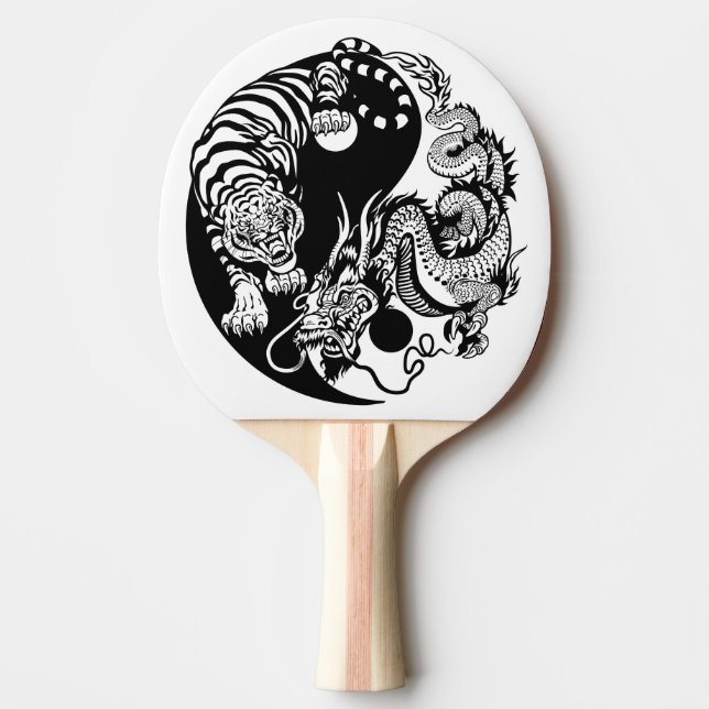 dragon and tiger yin yang symbol Ping-Pong paddle (Front)