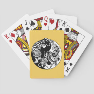 dragon and tiger yin yang symbol poker cards