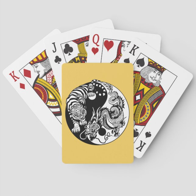 dragon and tiger yin yang symbol poker cards (Back)