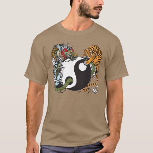 dragon and tiger yin yang symbol T_Shirt