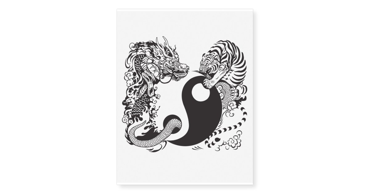 yin yang dragon tiger drawing