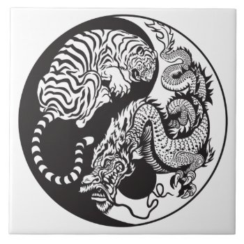 Dragon And Tiger Yin Yang Symbol Tile by insimalife at Zazzle