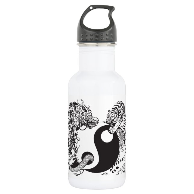 dragon and tiger yin yang symbol water bottle (Front)
