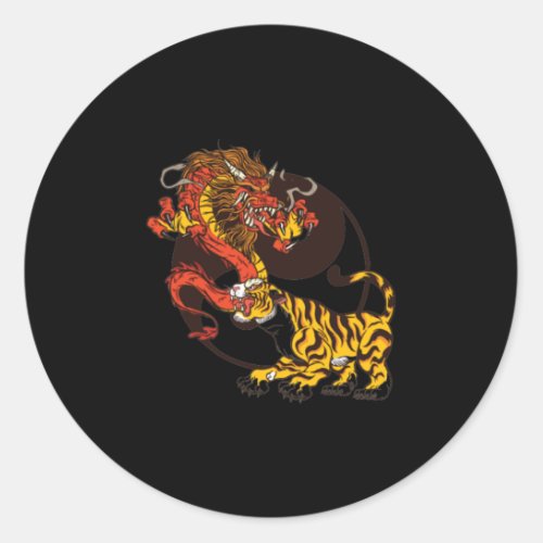 Dragon_and Tiger_Yin_Yang T_Shirt Design Classic Round Sticker
