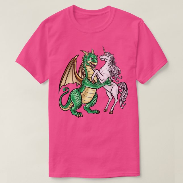 Dragon And Unicorn Dancing waltz music creature T-Shirt (Design Front)