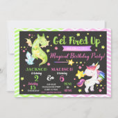 Dragon and Unicorn Joint Birthday Invitation (Front)