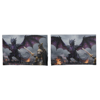 Dragon and Warrior Confrontation Pillow Case