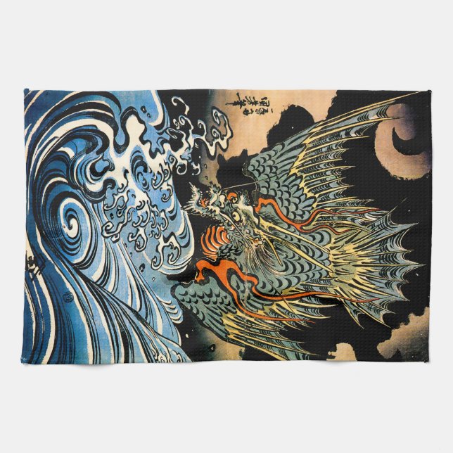 Dragon and Waves I Kitchen Towel (Horizontal)