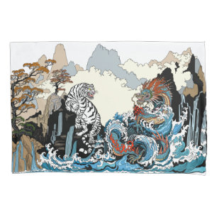 Dragon and White Tiger. Illustration by Insima Pillow Case