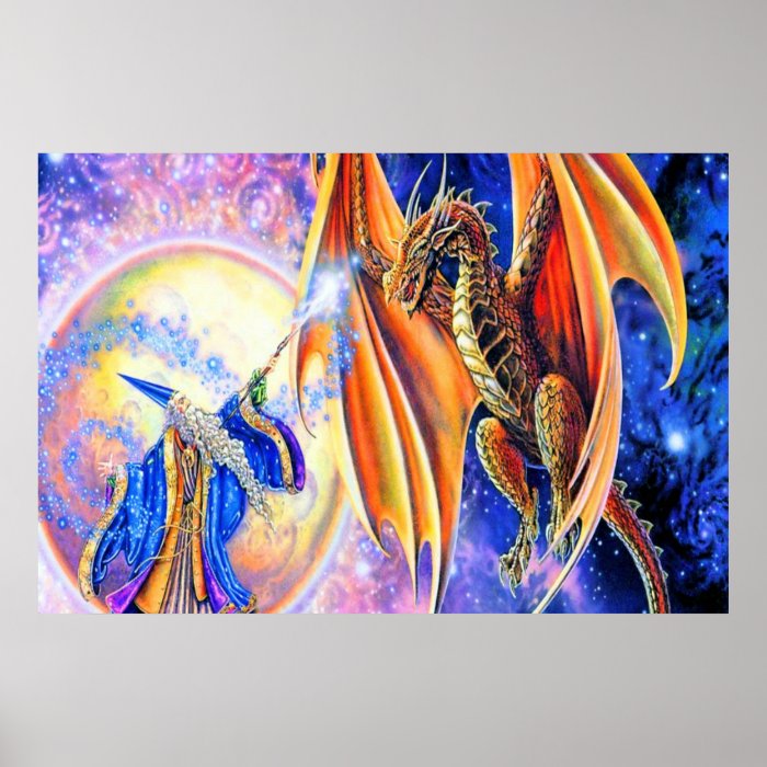 Dragon and Wizard Poster