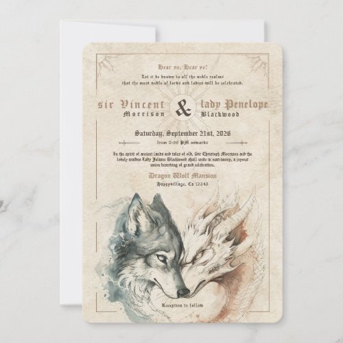 Dragon and Wolf Wedding Invitation