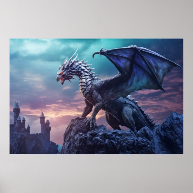 Dragon Animal Creature Fantasy Colorful Wall Art (Front)