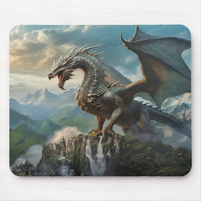 Dragon Animal Creature Fantasy Colorful Wall Art Mouse Pad (Front)