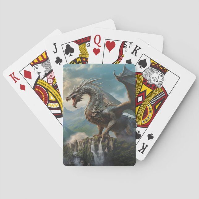 Dragon Animal Creature Fantasy Colorful Wall Art Poker Cards (Back)